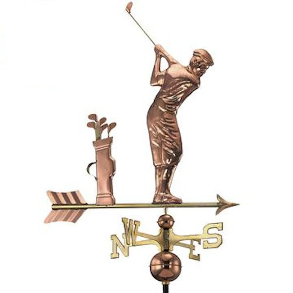 Golfer Weathervane Sculptural Copper Golfing Sport Club Tee Time